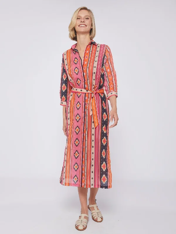 Antonella Midi Dress in Pink Navajo Stripe