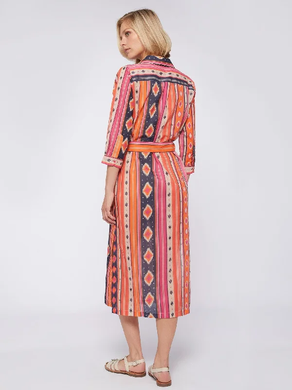 Antonella Midi Dress in Pink Navajo Stripe