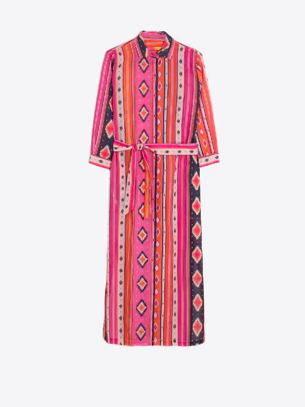 Antonella Midi Dress in Pink Navajo Stripe