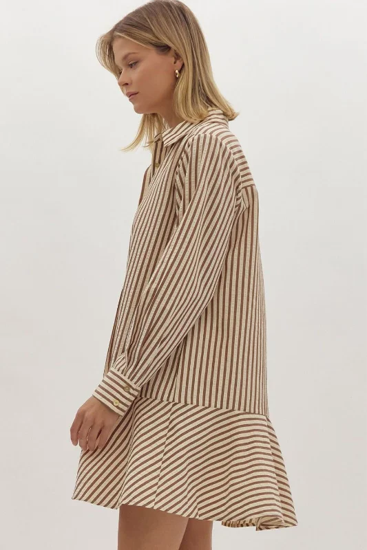 Bella Stripe Button Up Mini Dress