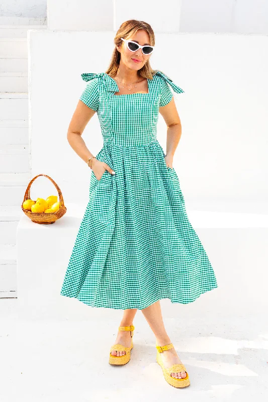 Blakely Dress in Green Gingham