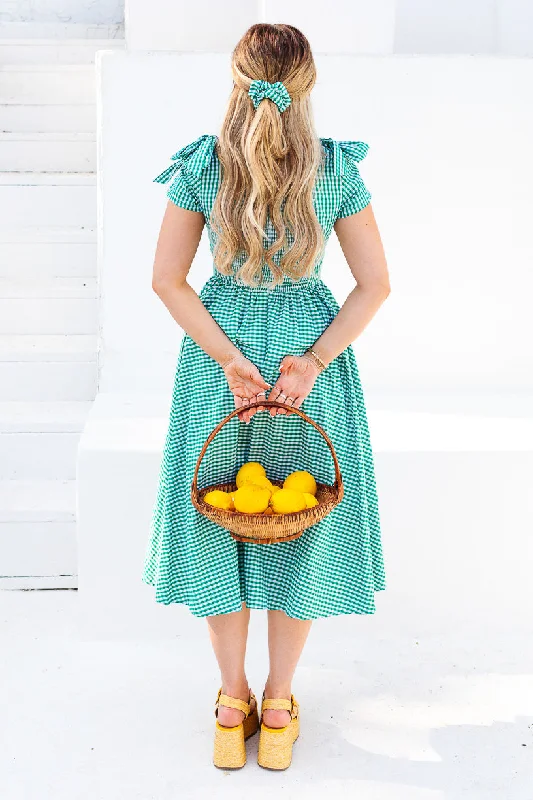 Blakely Dress in Green Gingham