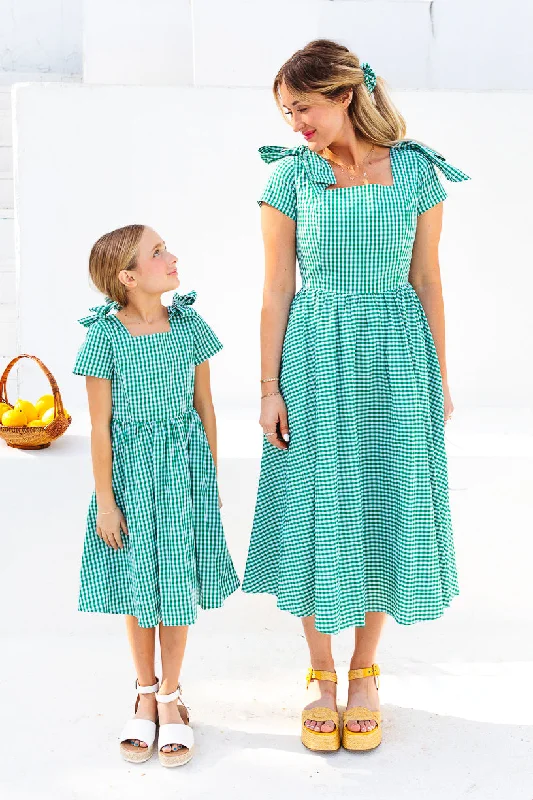 Blakely Dress in Green Gingham