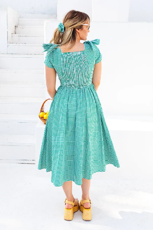 Blakely Dress in Green Gingham