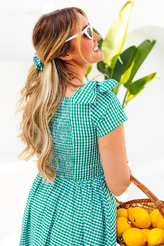 Blakely Dress in Green Gingham