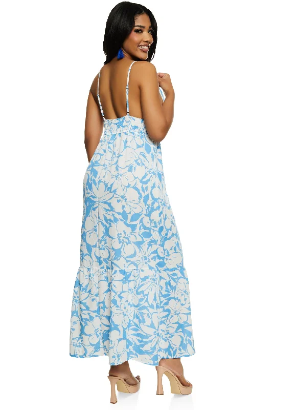 Haute Monde Floral V Neck Maxi Sundress