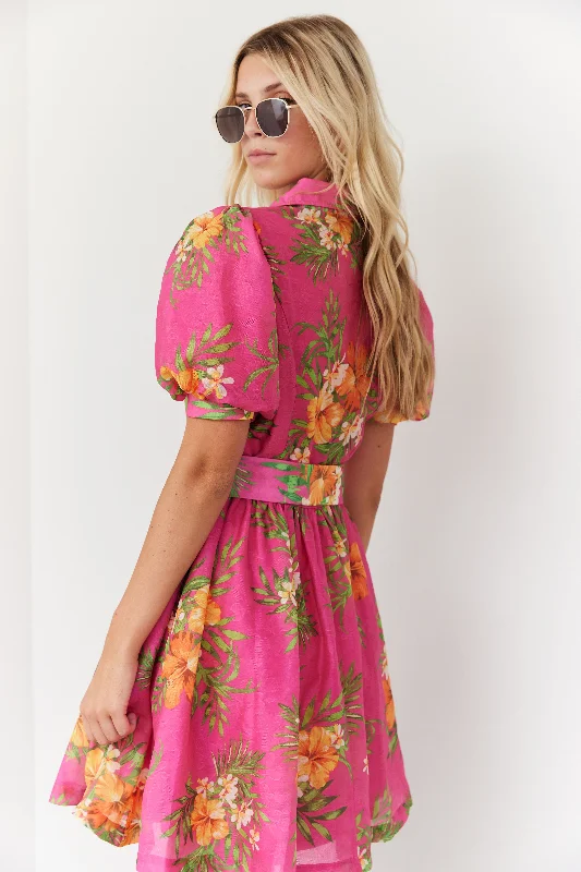 SALE - Brianna Printed Puff Sleeve Mini Dress