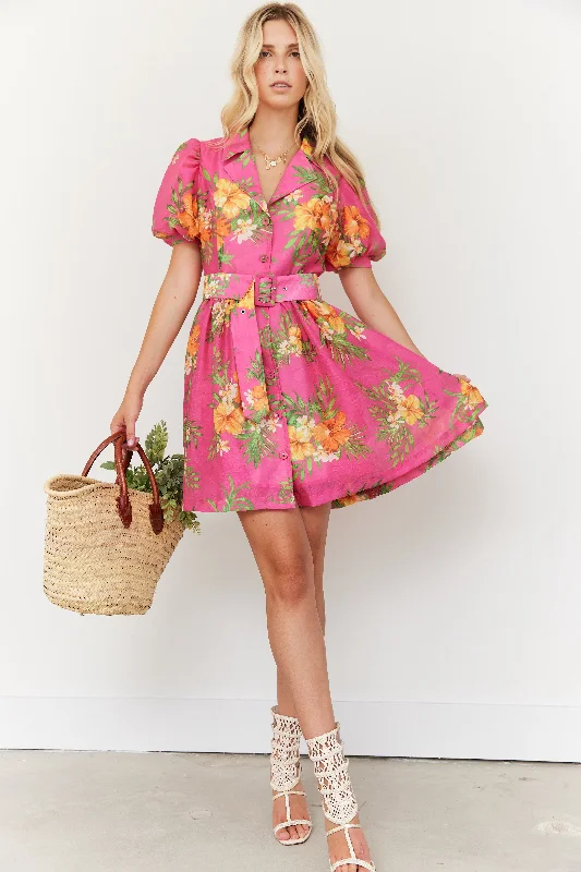 SALE - Brianna Printed Puff Sleeve Mini Dress