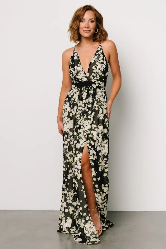 Brylee Maxi Dress | Black Flower Print