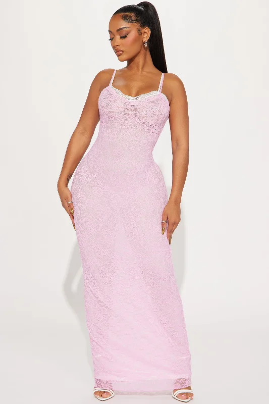 Camila Lace Maxi Dress - Pink/combo