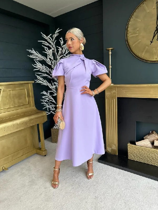 Claudia Detailed Occasion Dress Lilac