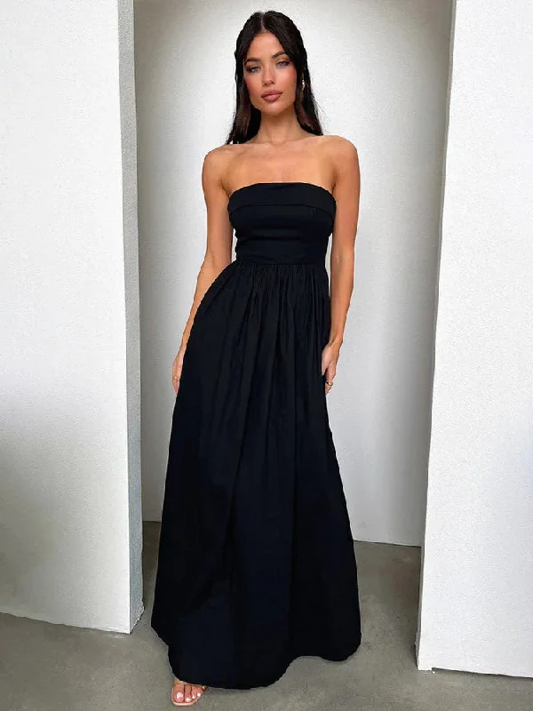 Pleated A-line Long Off Shoulder Nightclub Sexy Spring Summer Maxi Dress