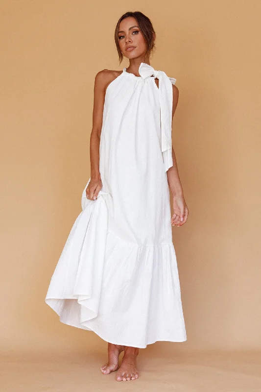 Cruise Shoulder Tie Maxi Dress White