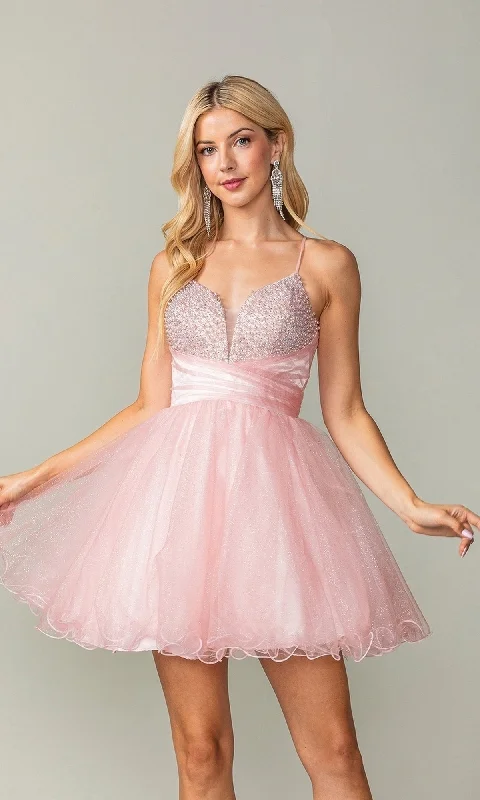 Lace-Up Short Babydoll Homecoming Dress 3385