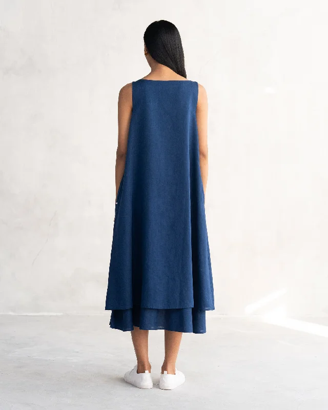 Double Layer Dress - Indigo