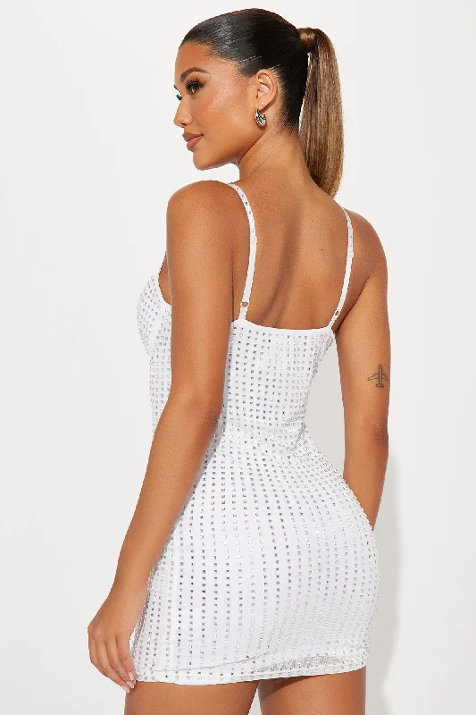 Ella Embellished Mini Dress - White