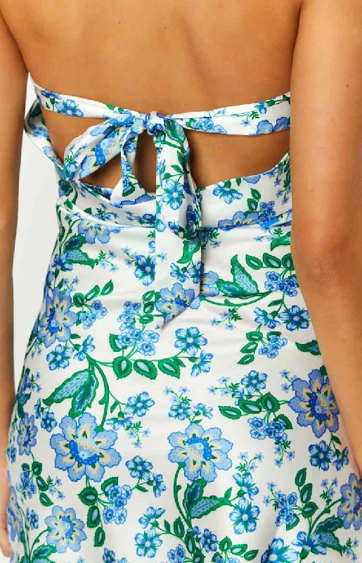 Ellie Blue Floral Strapless Mini Dress