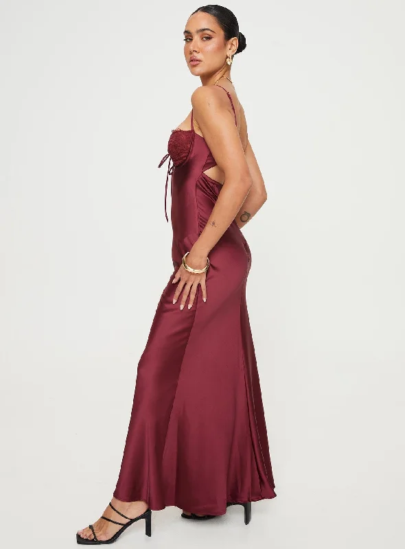 Fadyen Bias Cut Maxi Dress Burgundy