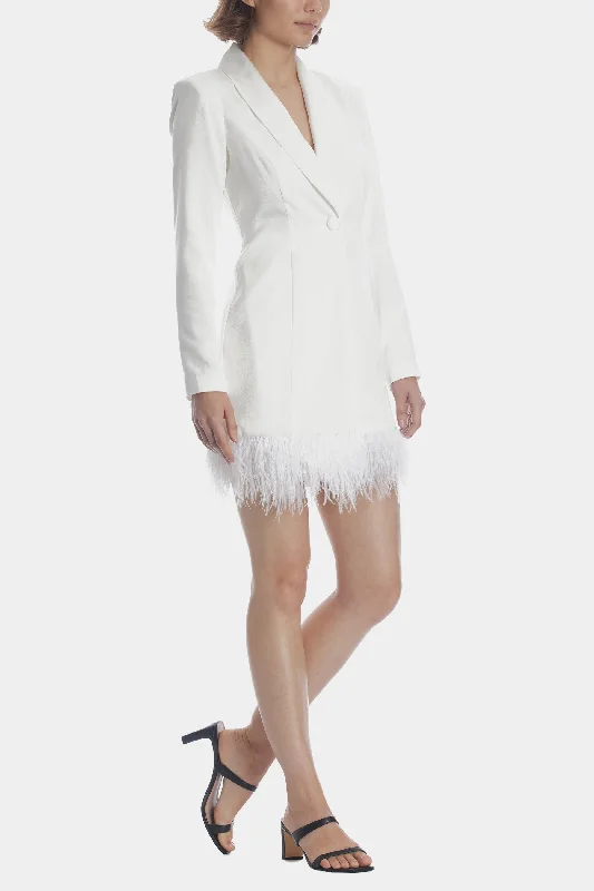 Feathered Tuxedo Dress