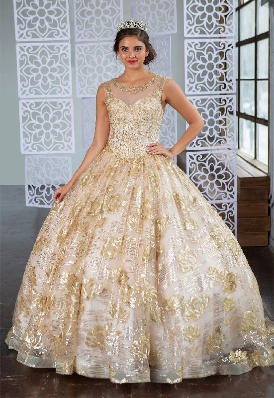 Floral Sequin Illusion Quinceanera Dress by Calla KY77239X