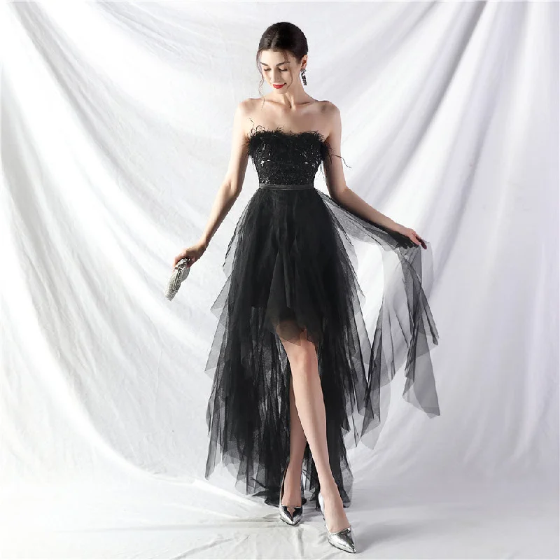 Handmade ostrich hair positioning flower beads mesh wedding banquet party dress