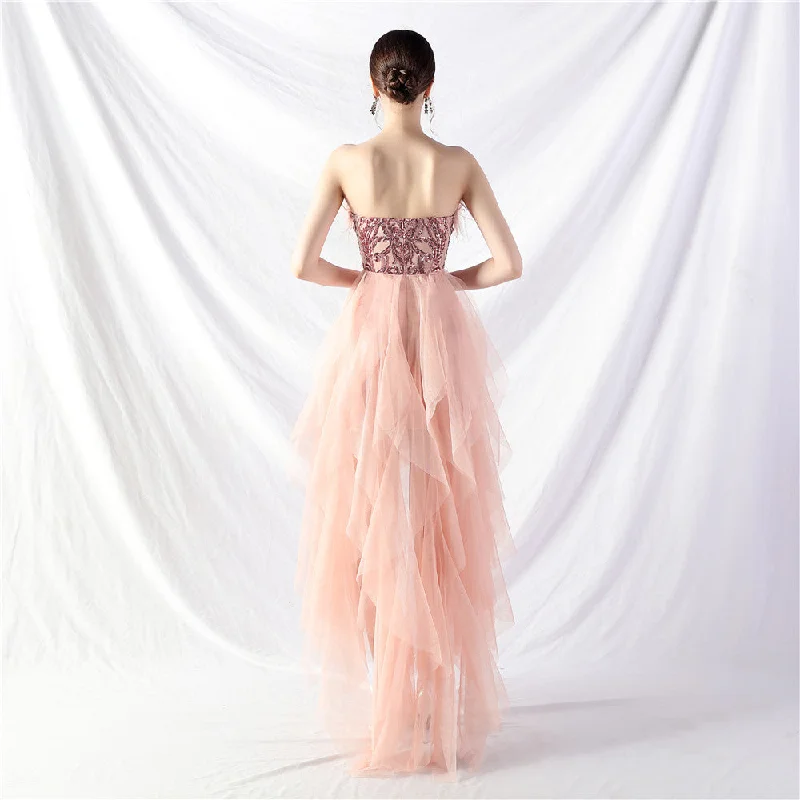 Handmade ostrich hair positioning flower beads mesh wedding banquet party dress