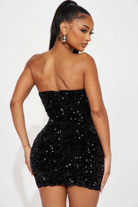 Kara Sequin Mini Dress - Black