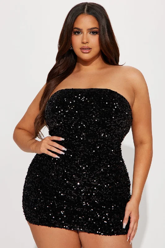 Kara Sequin Mini Dress - Black