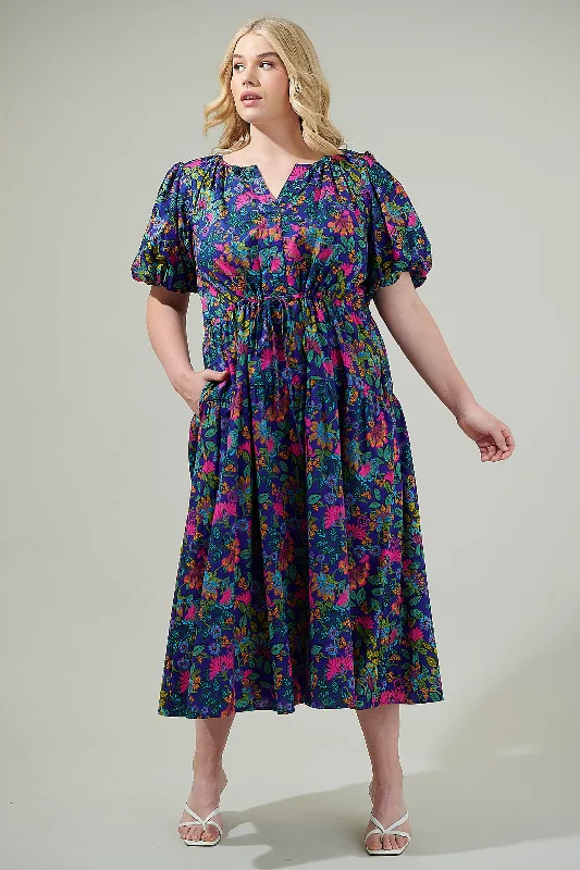 Karol Floral Luna Midi Dress Curve