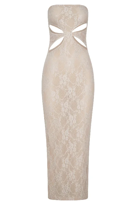 Krista Cut Out Bandeau Maxi Dress - Nude