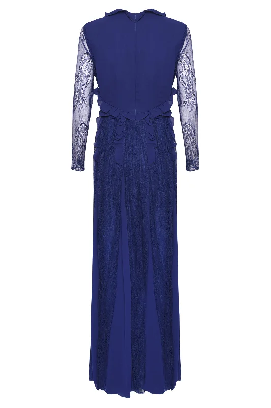 Midnight Blue Long Sleeve Lace Dress