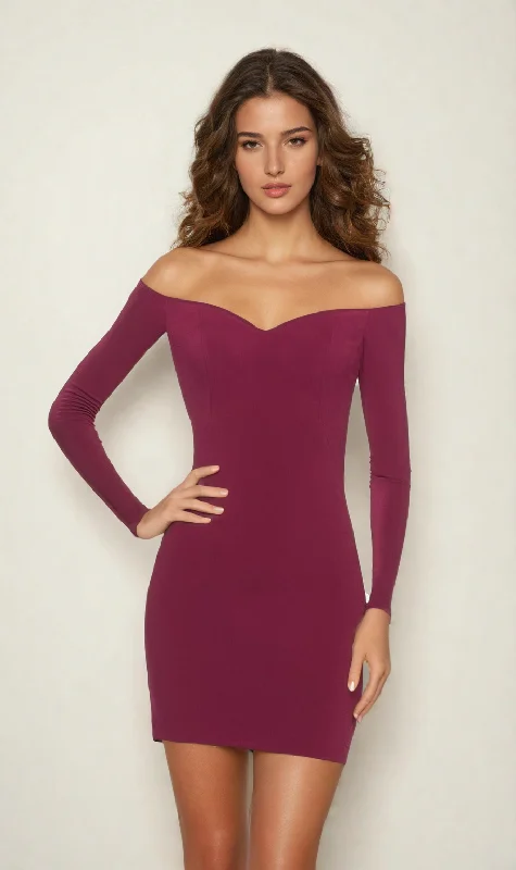 La Femme Off-Shoulder Long Sleeve Hoco Dress 28212