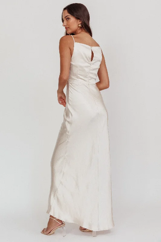 Laila Boat Neck Maxi Dress Stone Champagne