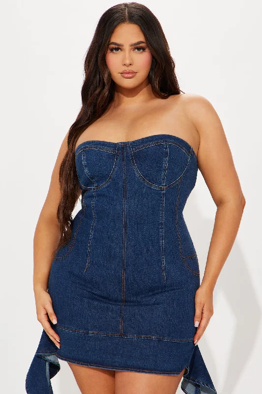 Lainey Denim Mini Dress - Dark Wash