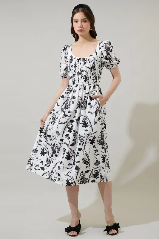 Leiden Floral Delfi Smocked Midi Dress