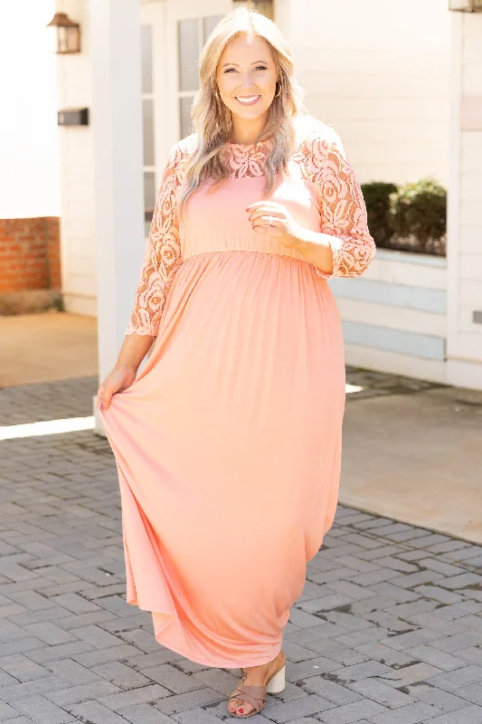 Looking Elegant Maxi Dress, Peach