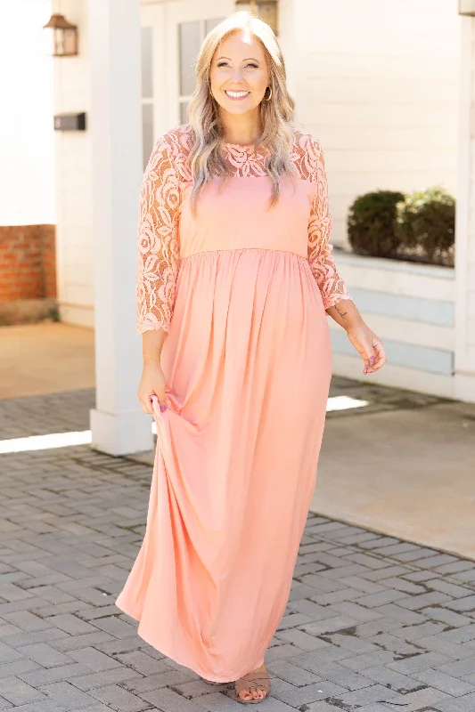 Looking Elegant Maxi Dress, Peach