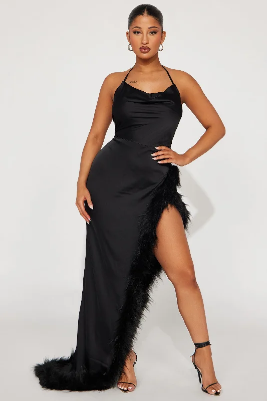 Lori Satin Maxi Dress - Black