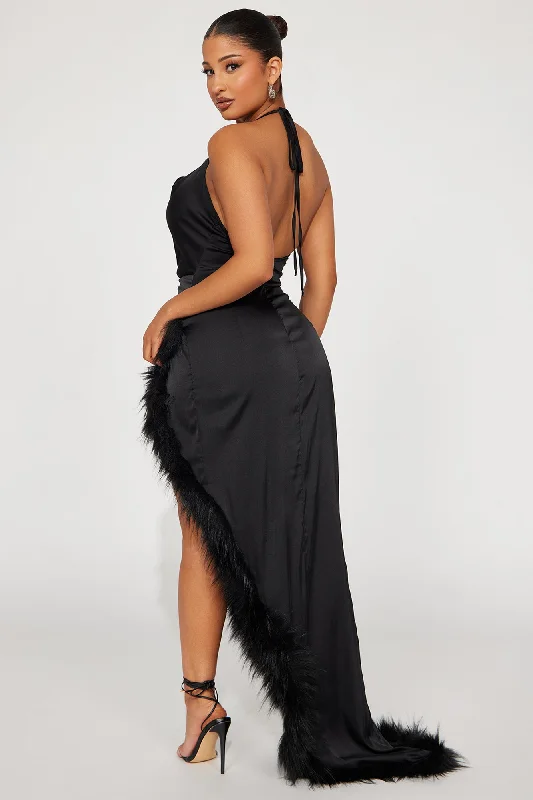 Lori Satin Maxi Dress - Black