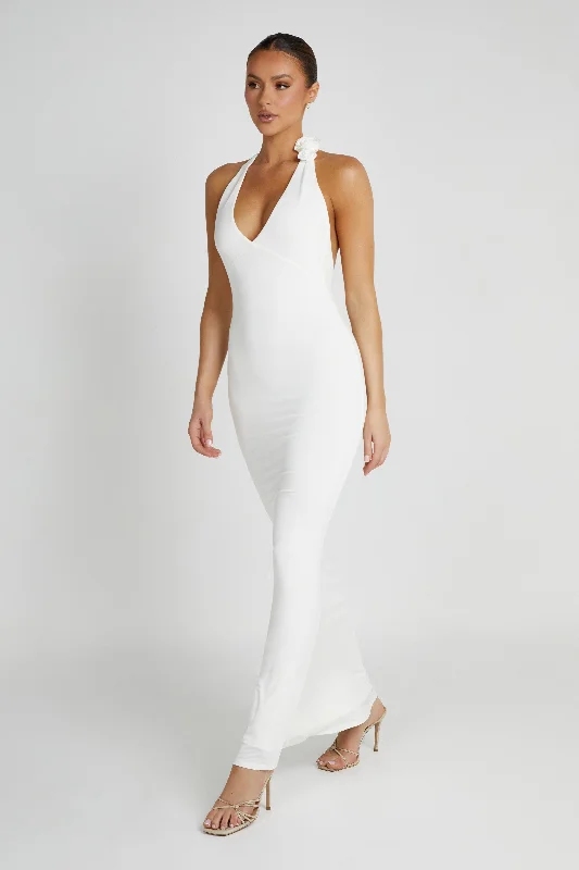 Marion Rose Halter Maxi Dress - White