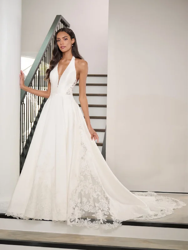 Mikado Lace Halter Bridal Gown by Adrianna Papell 31293