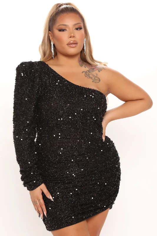 Olivia Sequin Mini Dress - Black