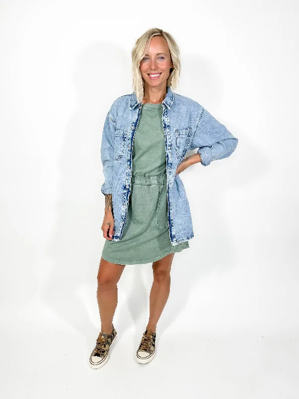 On The Go Mini Dress- OLIVE