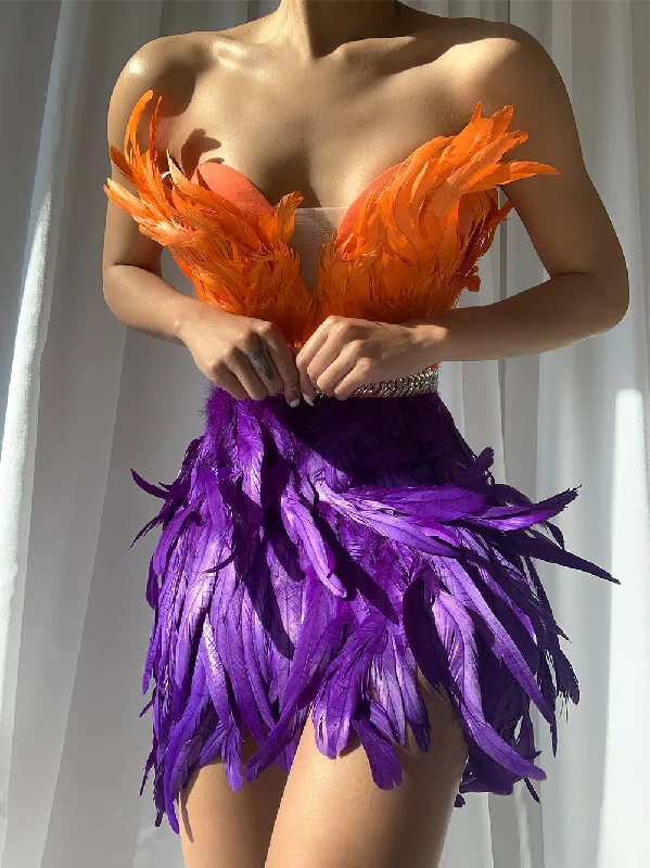 OSCA Feathers Mini Dress