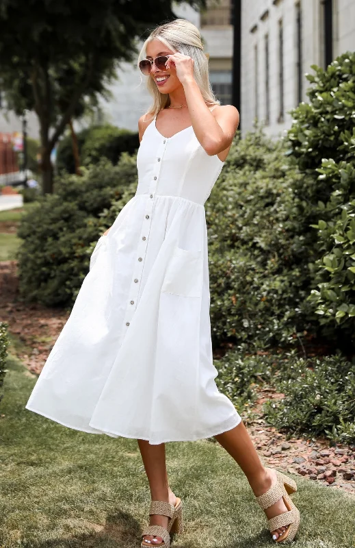 FINAL SALE - Remarkably Perfect White Midi Dress