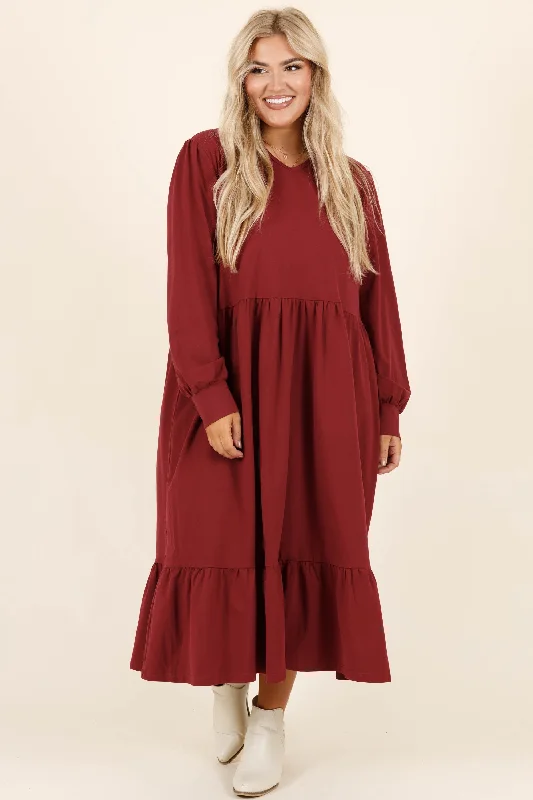 Remember The Past Dress, Burgundy