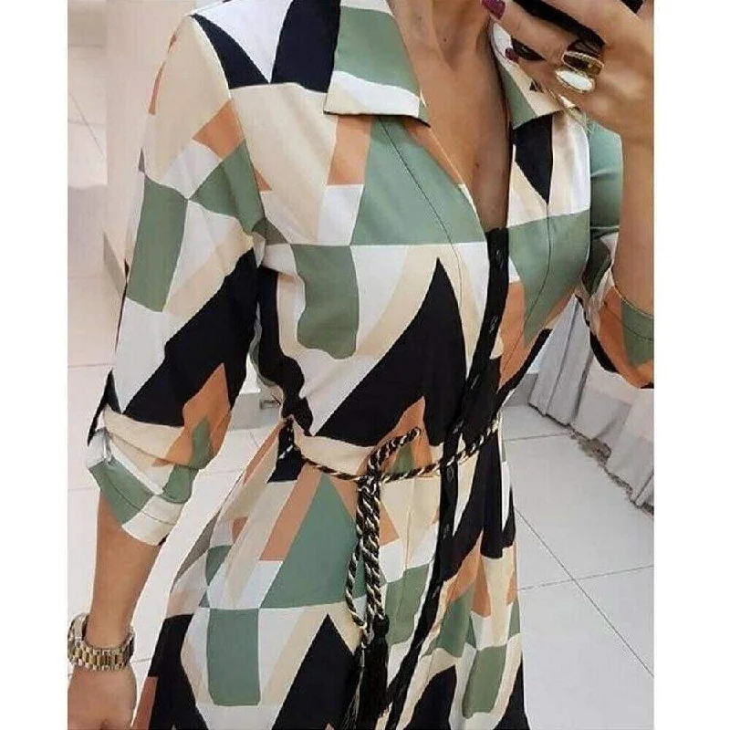 FashionSierra - Women Sexy Summer Dress Boho Long Sleeve V-neck Casual Tunic Midi Dress Evening Party Beach Dress Sundress