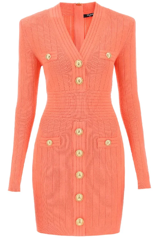 KNIT MINIDRESS WITH EMBOSSED BUTTONS