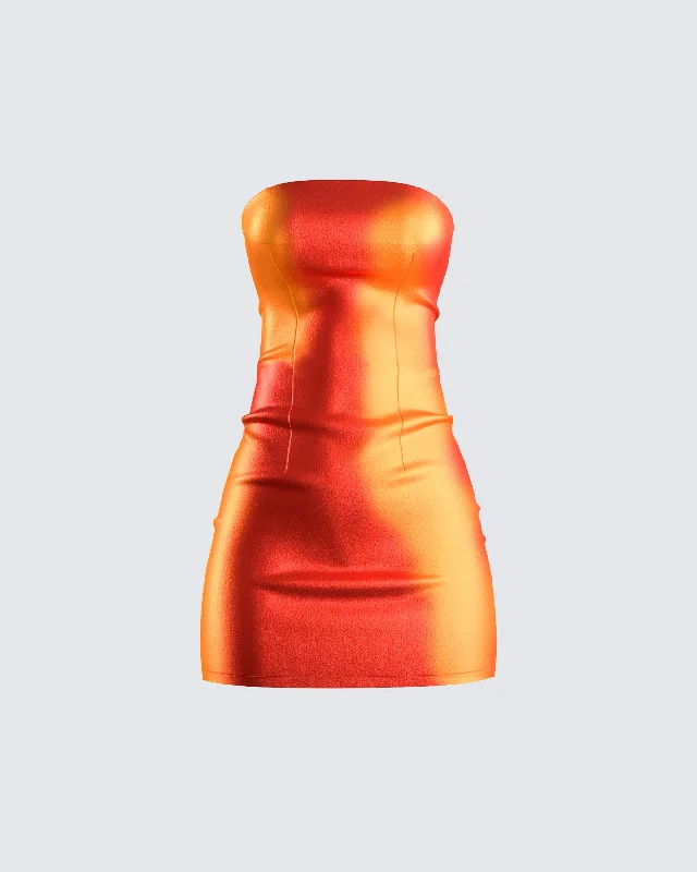 Ainsley Orange Metallic Mini Dress