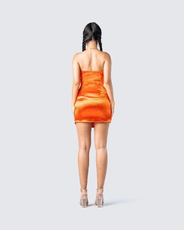 Ainsley Orange Metallic Mini Dress